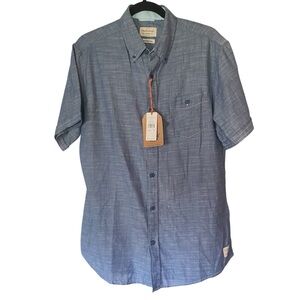 Blue Short Sleeve Button Down Men's Shirt Medium NWT
